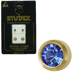 STUDEX Birthstone studs - reg bezel gold - september / sapphire